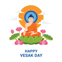 Happy Vesak Day Buddha Lotus Meditation