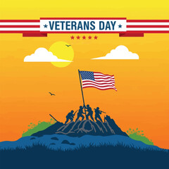 Veterans Day Flag Raising Ceremony Silhouette