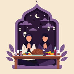 Festive Muslim Dinner Prayer Iftar Celebration