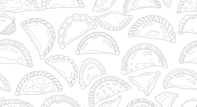 Hand-drawn Empanada Seamless Pattern - Sketchy Food Background
