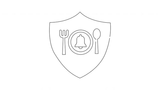 Food Safety Shield Icon Animation - Clean Eating and Notification.