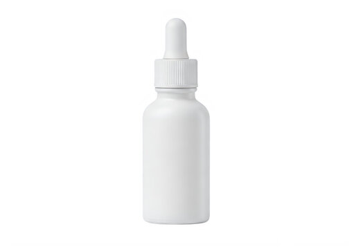 A white bottle with a dropper on a plain background isolated on white background