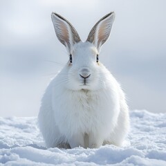 white rabbit in the snow