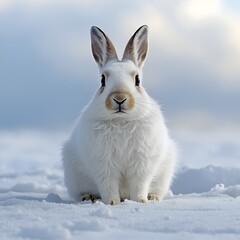 white rabbit in the snow