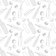 Obraz premium Cricket bats and balls pattern on white background