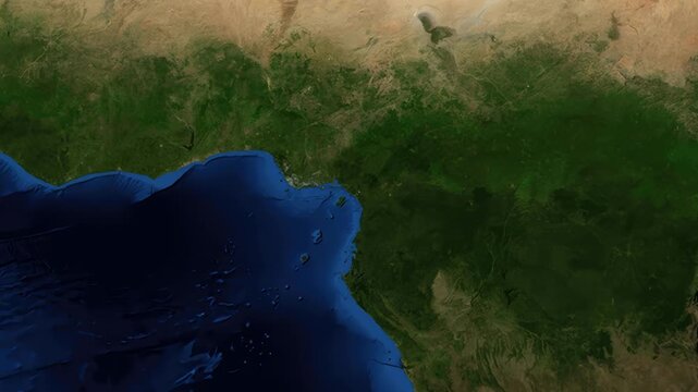 Satellite Zoom Animation From World Map To Douala Cameroon Location Pin