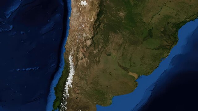 Satellite Zoom Animation From World Map To Mendoza Argentina Location