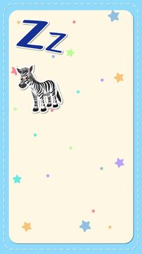 Educational Alphabet Animation for Letter Z with Illustrated Vocabulary Words