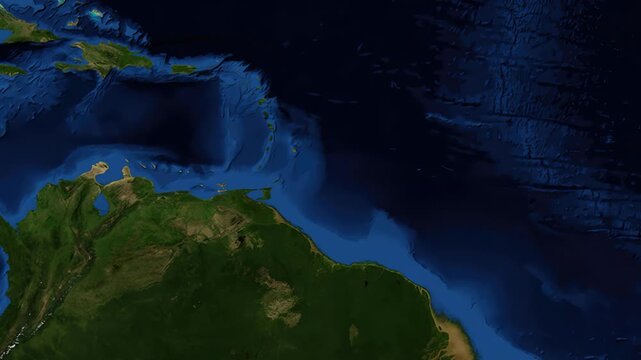 Satellite Map Zoom Animation to Saint George's Grenada in Caribbean Sea