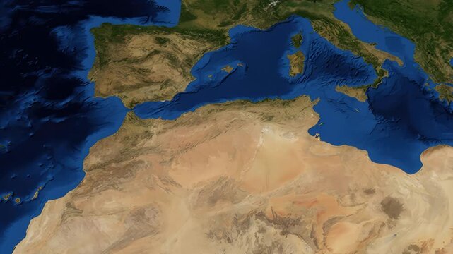 Satellite Zoom Animation From World Map To Algiers Algeria Location