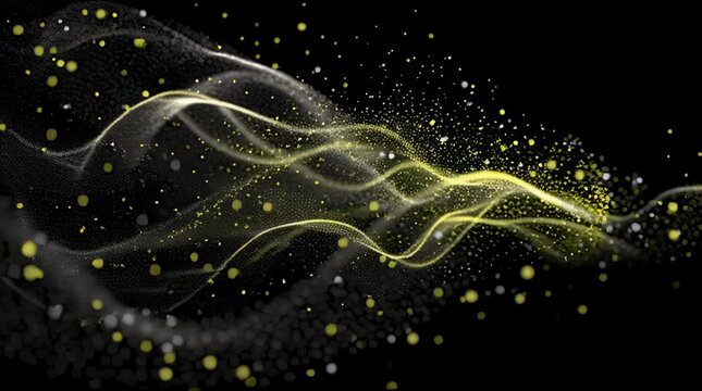 Abstract blue fractal background illustration featuring glowing bubbles and futuristic light waves in a swirling motion with an energetic vector pattern