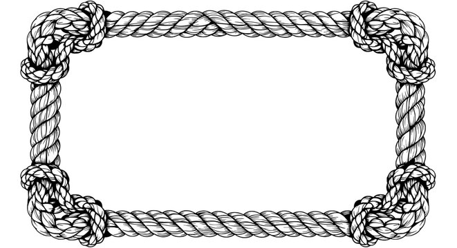 A nautical rope border illustration on a blank background from a straightforward viewpoint