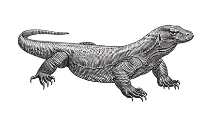 Obraz premium Komodo Dragon Vintage Scientific Engraving Illustration Antique Natural History Plate