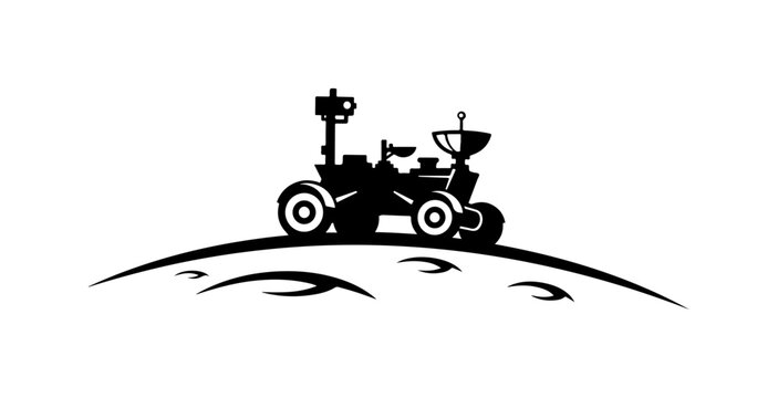 Lunar Rover on Rocky Terrain Vector Illustration