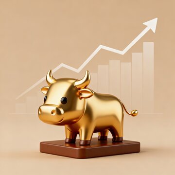 Golden bull statue with growth chart