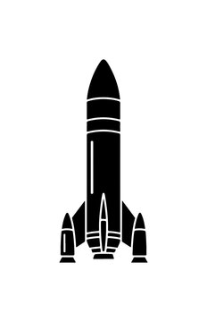 Minimalist Black and White Rocket Vector Illustration