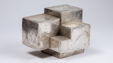 Brushed aluminum abstract geometric sculpture