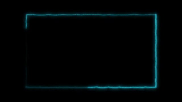 Neon blue lightning frame motion border