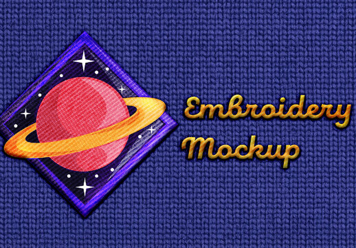 Knitted Embroidery Effect Mockup