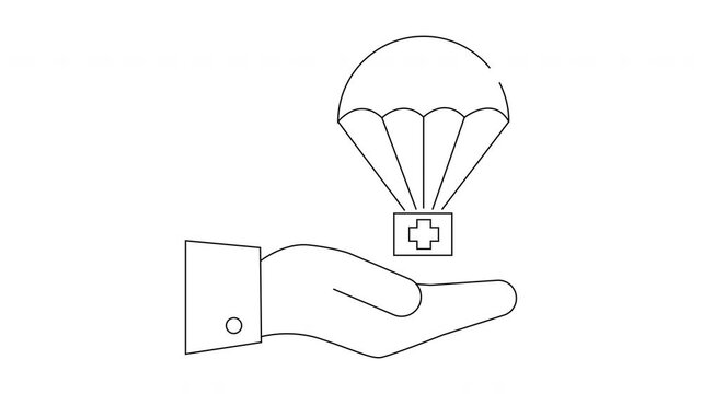 Medical Aid Drop - Line Art Animation for Healthcare Support.