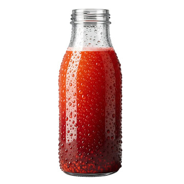 A refreshing bottle of pre and probiotic raspberry juice with visible fruit particles