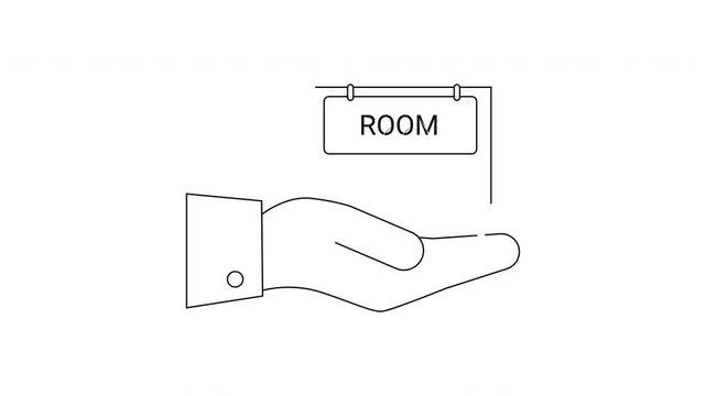 Room Sign in Hand - Minimalist Line Art Animation.