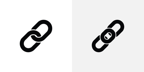 A black chain link icon with a visible link hole on a white background