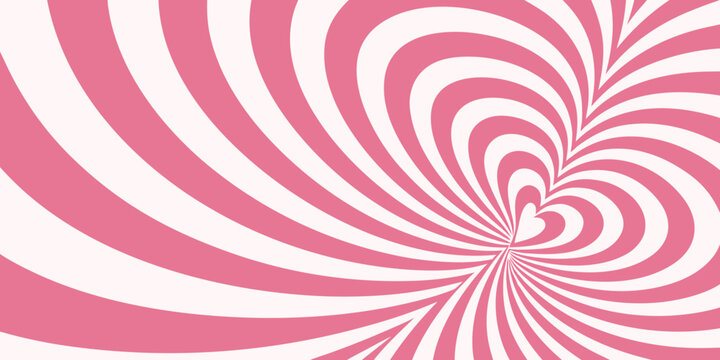 Swirling pink and white stripes converge to form a heart shape