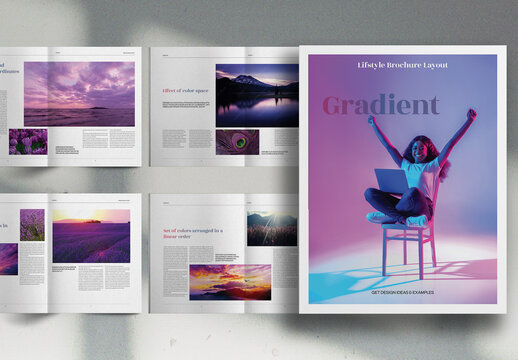 Purple Sky Gradient Lifestyle Promo Brochure Layout