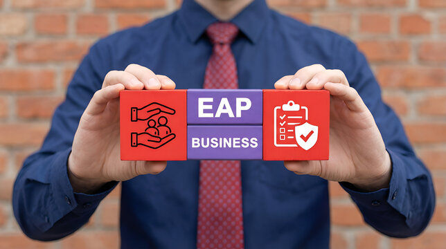  EAP Employee Assistance Program Business Concept. Employee care benefit, worker insurance or protection.New EAP