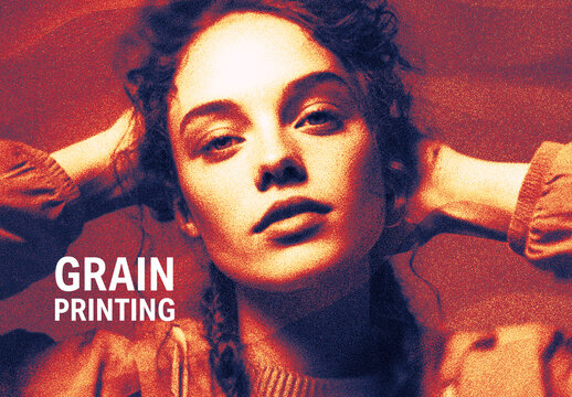 Grain Duotone Print Effect Mockup