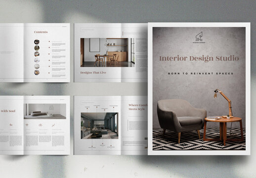 Walnut Brown Interior Design Studio Promo Marketing Brochure Layout
