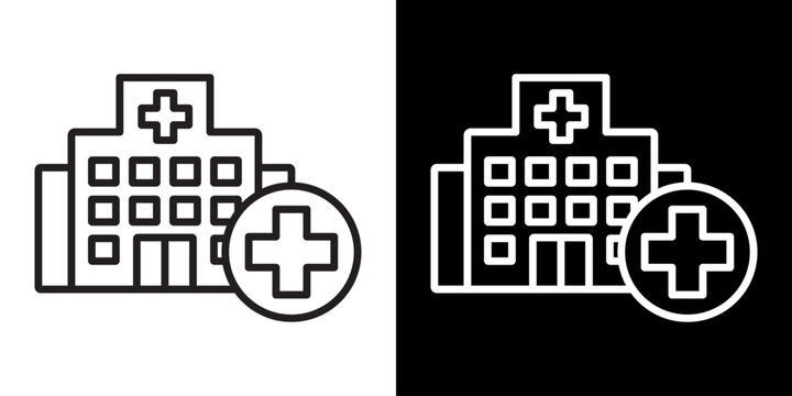 Hospital Care White Icon Set Design