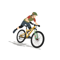 Obraz premium Mountain Biker Riding Downhill, Action Shot, Extreme Sports Illustration