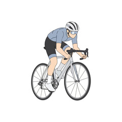 Naklejka premium Cyclist in motion, road bike racing, athletic man, sports gear, white background