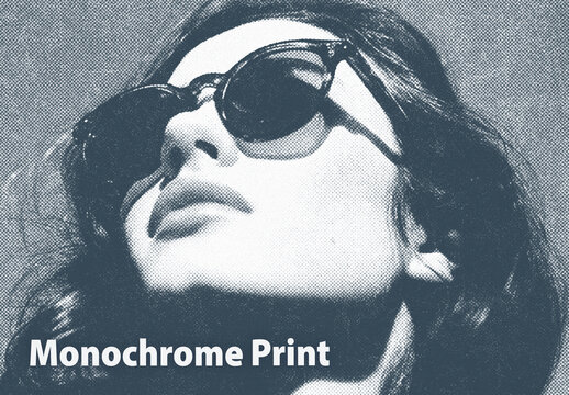 Cool Tone Monochrome Print Photo Effect