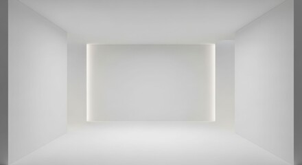 Fototapeta premium A minimalist, abstract, white architectural space with a square light source at the end, creating a sense of depth and modern design.