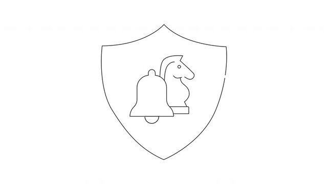 Security System Alert - Shield Icon with Bell and Horse.