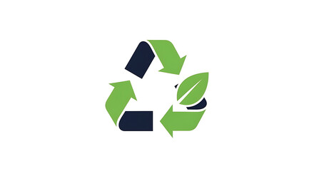 Obraz premium Recycling symbol with a leaf representing environmental protection and sustainability