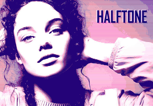 Vibrant Line Halftone Print Photo Effect