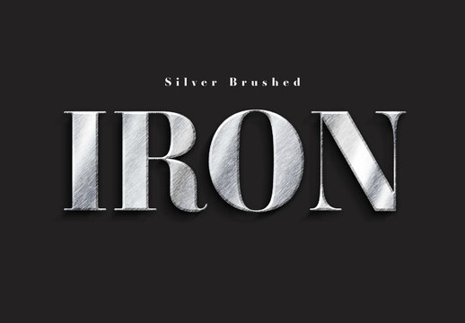 Iron Metallic Silver Brushed Text Effect
