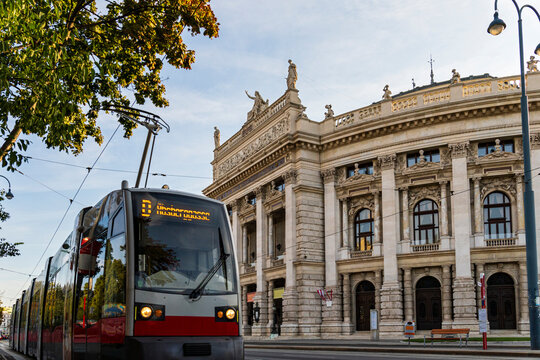 Tram in Front of Historic Opera House Vienna