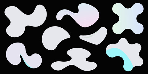 Abstract pastel shapes and blobs against a dark background