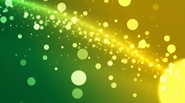 Abstract background animation with a green and yellow gradient of glowing bokeh lights, perfect