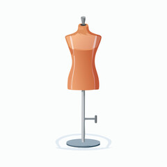 Female dress form mannequin on a metal stand.