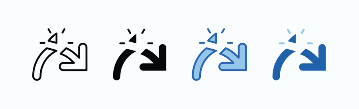 Broken Arrow Icon Sheet Multiple Style Collection Isolated Vector