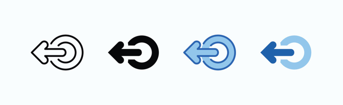 Swipe Left Arrow Icon Sheet Multiple Style Collection Isolated Vector