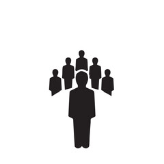 Fototapeta premium Silhouette of leader with team of people behind, symbolizing teamwork, collaboration and unity in business or organization