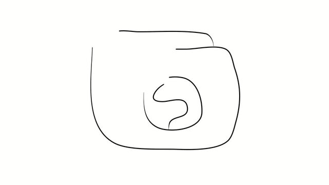 Coffee container. Contour drawing, silhouett animation. Continuous line. Isolated on white. Video 4k object illustration self-drawing. Object construction. Minimalist continuous line drawing silhouett