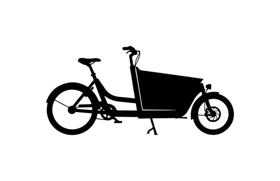 Modern Black Cargo Bike Vector Illustration